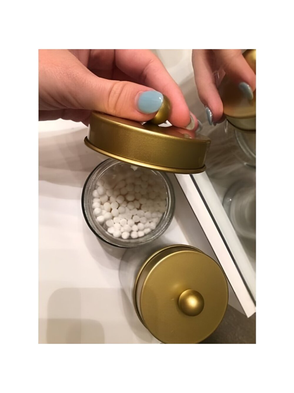 2 pack Amolliar Apothecary Jars Bathroom Storage Organizer -Countertop Storage